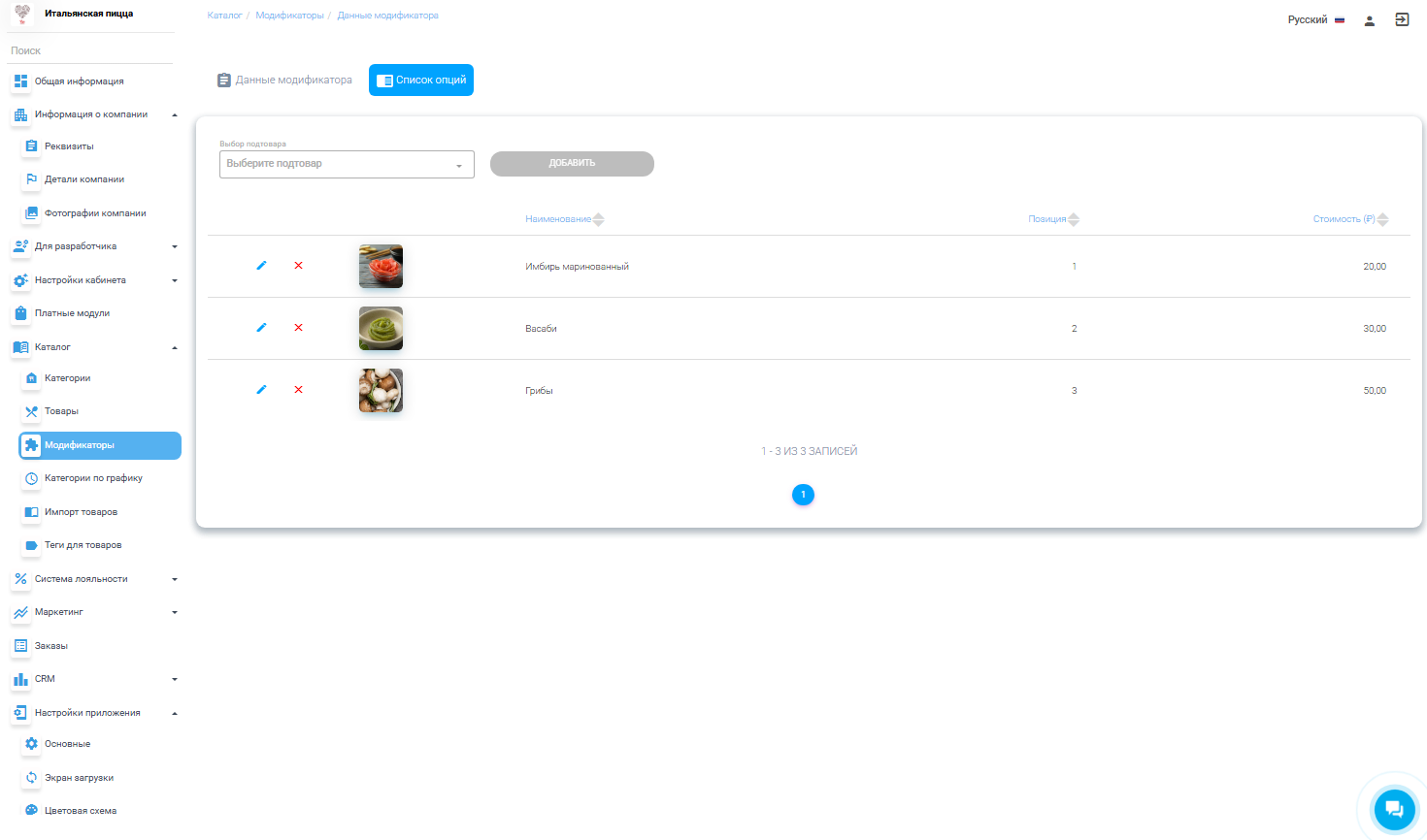 Состав модификатора